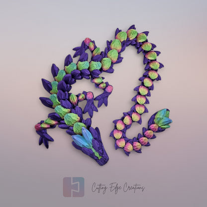 3D printed articulated Gemstone Dragon, flexible toy, handmade in the UK, desk fidget and gift.