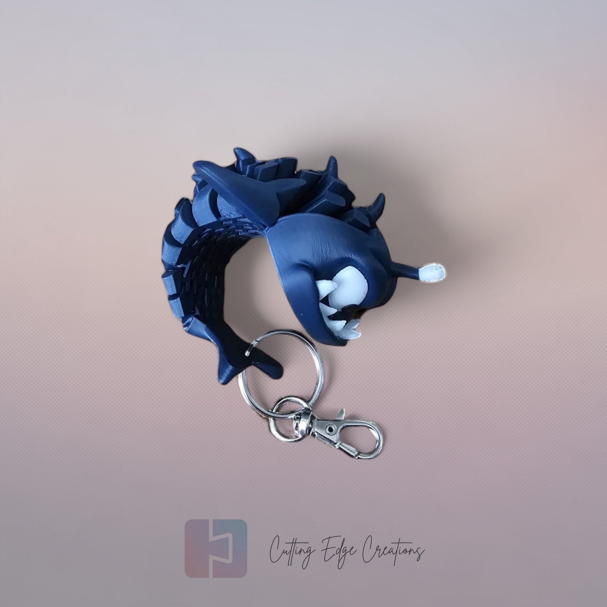 3D printed angler fish bag charm with flexible body and keyring attachment