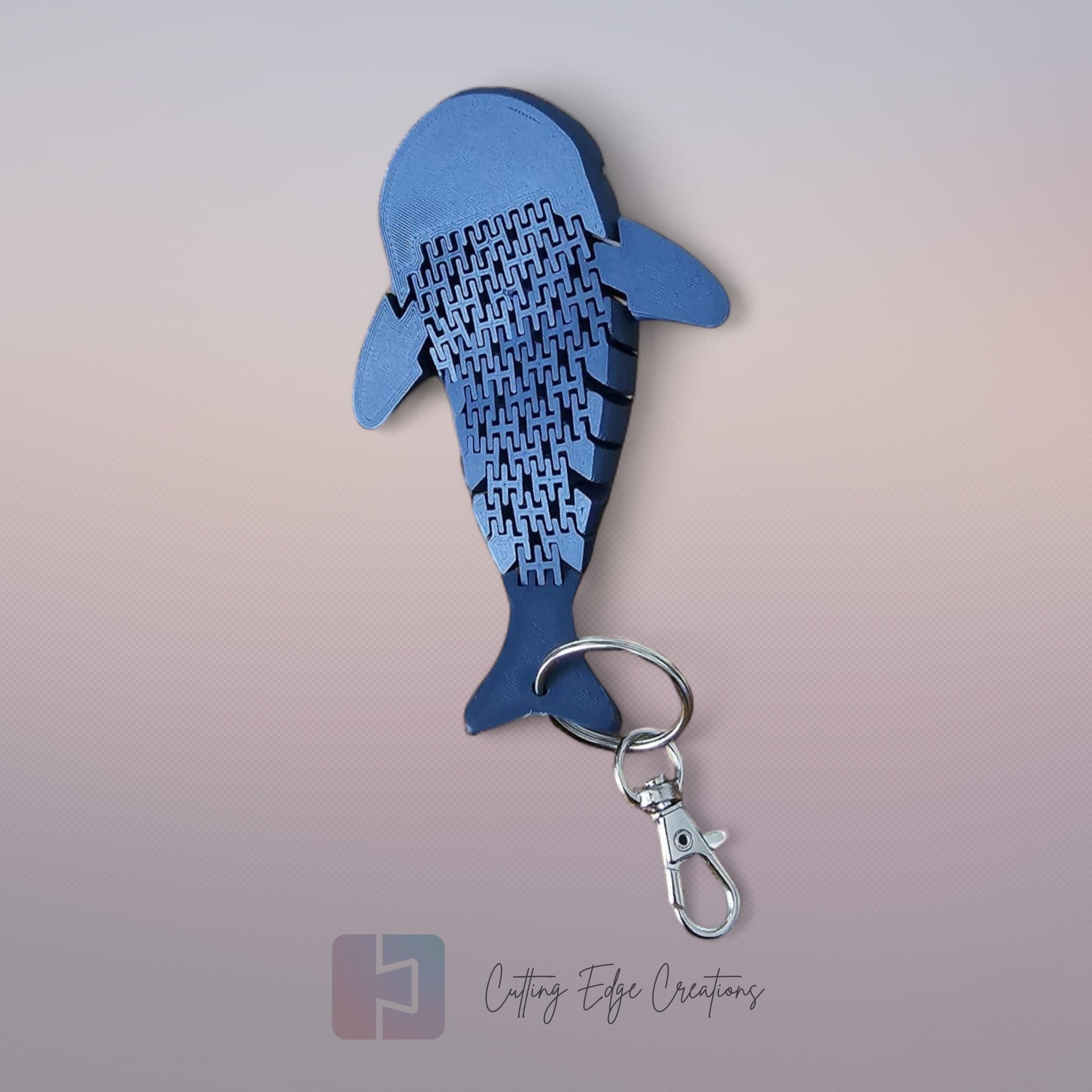 3D printed angler fish bag charm with flexible body and keyring attachment
