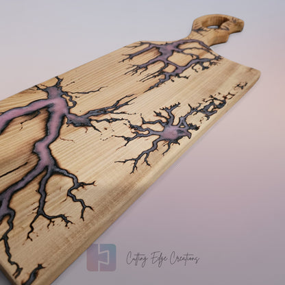 Handmade Hardwood Serving Board – Resin Lightning Wood (Lichtenberg) – Light or Dark Hardwood