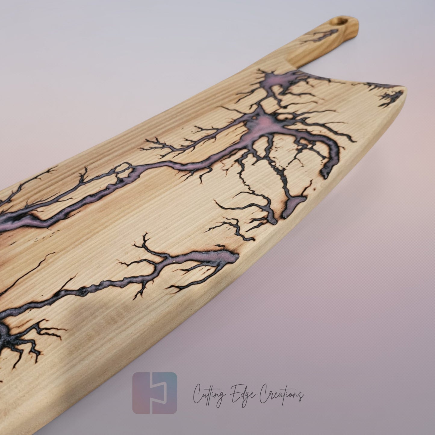 Handmade Hardwood Serving Board – Resin Lightning Wood (Lichtenberg) – Light or Dark Hardwood