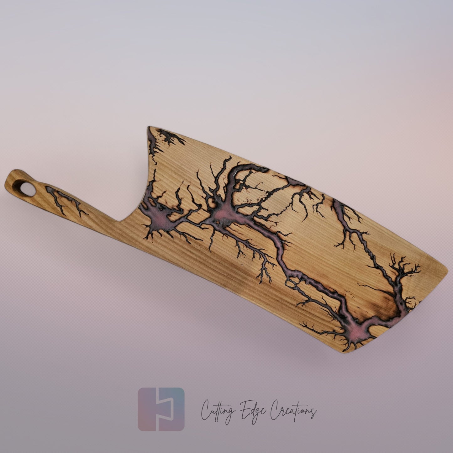Handmade Hardwood Serving Board – Resin Lightning Wood (Lichtenberg) – Light or Dark Hardwood