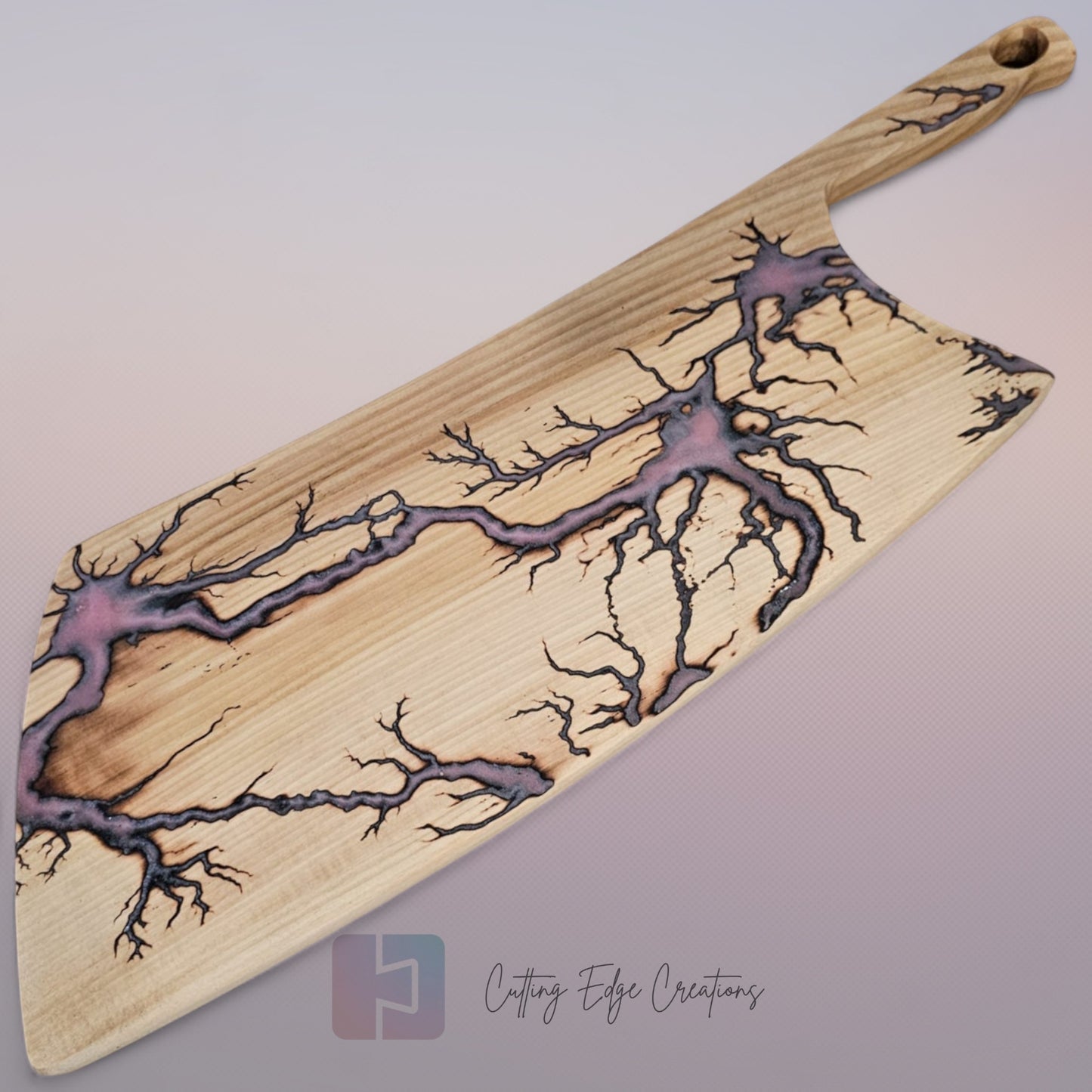 Handmade Hardwood Serving Board – Resin Lightning Wood (Lichtenberg) – Light or Dark Hardwood
