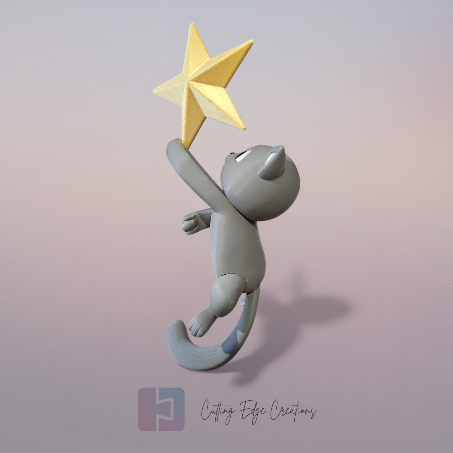 Naughty Cat Tree Topper – Mischievous Christmas Cat Stealing the Star (28cm)