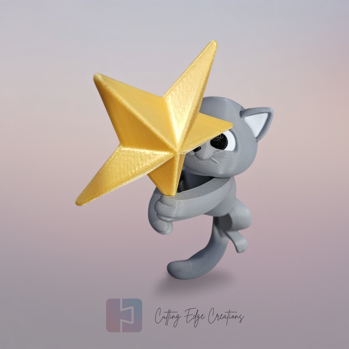 Naughty Cat Tree Topper – Mischievous Christmas Cat Stealing the Star (28cm)