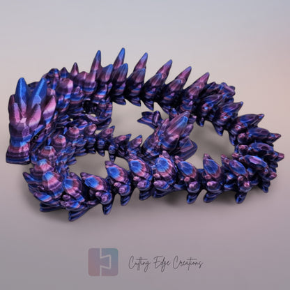3D printed articulated Gemstone Dragon, flexible toy, handmade in the UK, desk fidget and gift.
