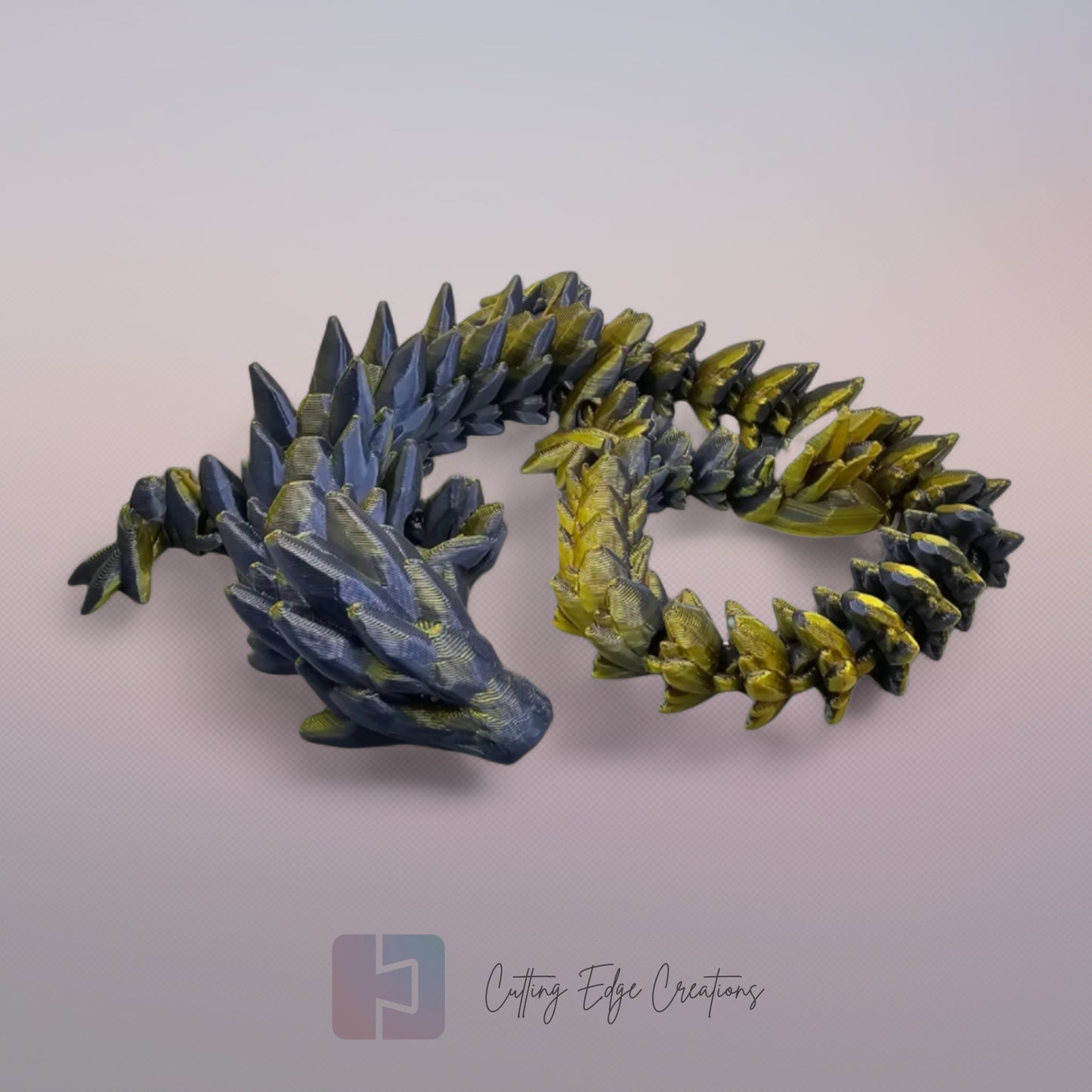 3D printed articulated Gemstone Dragon, flexible toy, handmade in the UK, desk fidget and gift.