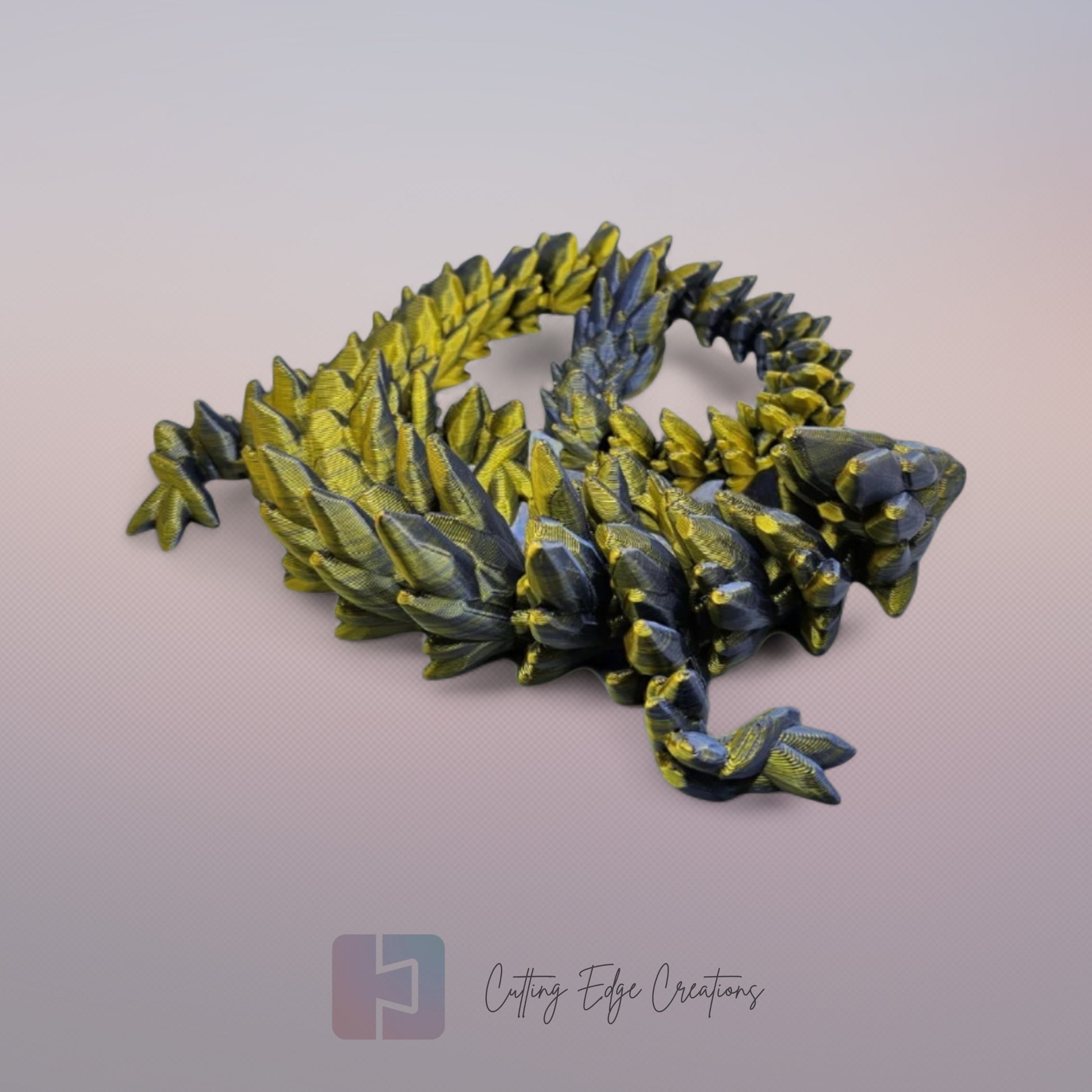 3D printed articulated Gemstone Dragon, flexible toy, handmade in the UK, desk fidget and gift.