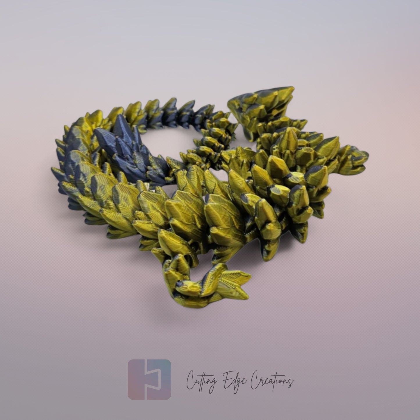3D printed articulated Gemstone Dragon, flexible toy, handmade in the UK, desk fidget and gift.