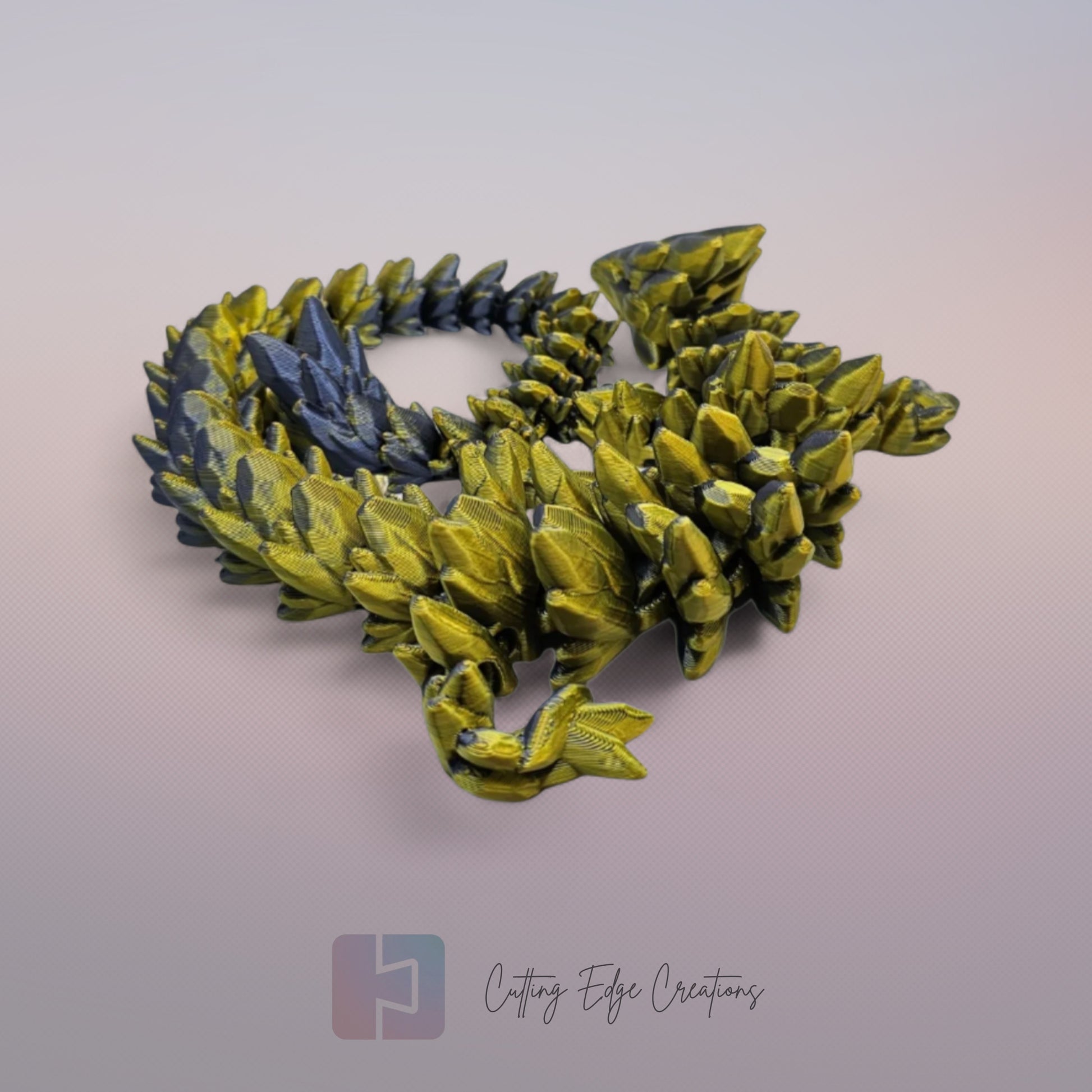 3D printed articulated Gemstone Dragon, flexible toy, handmade in the UK, desk fidget and gift.