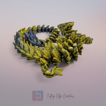 3D printed articulated Gemstone Dragon, flexible toy, handmade in the UK, desk fidget and gift.