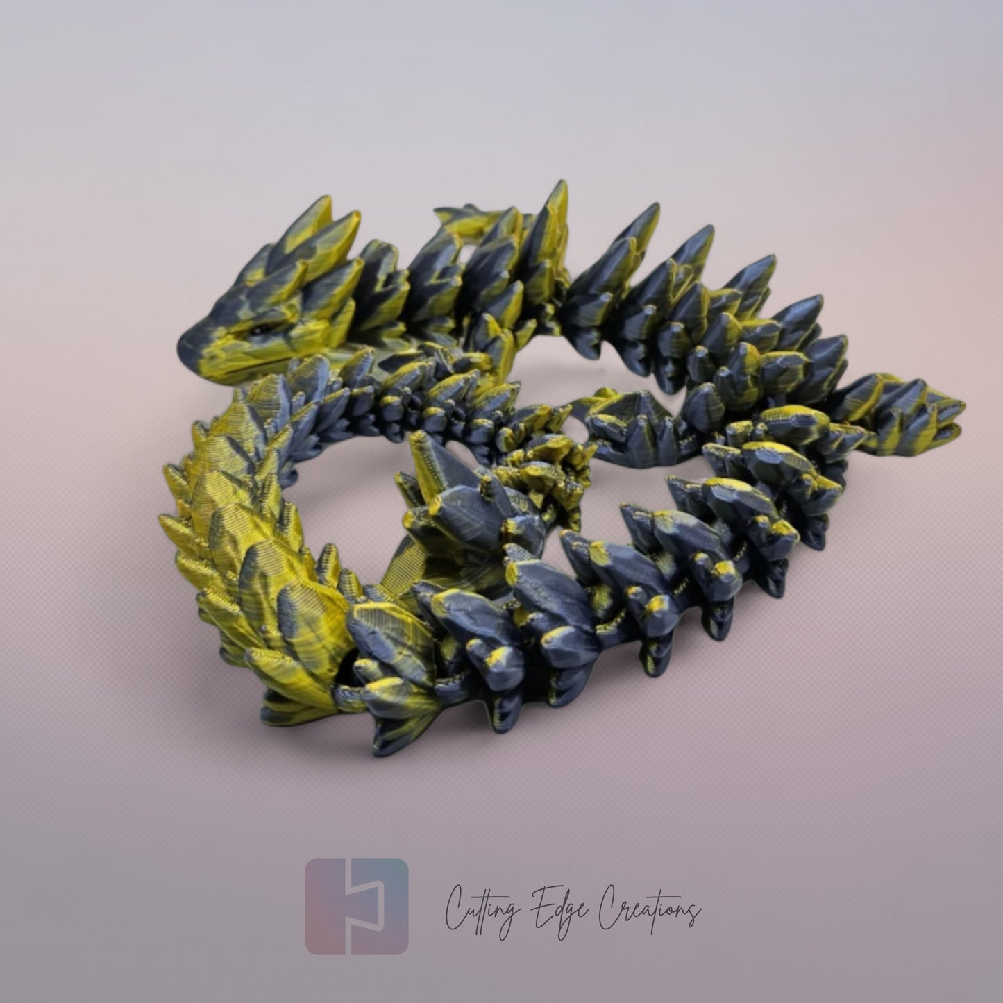 3D printed articulated Gemstone Dragon, flexible toy, handmade in the UK, desk fidget and gift.