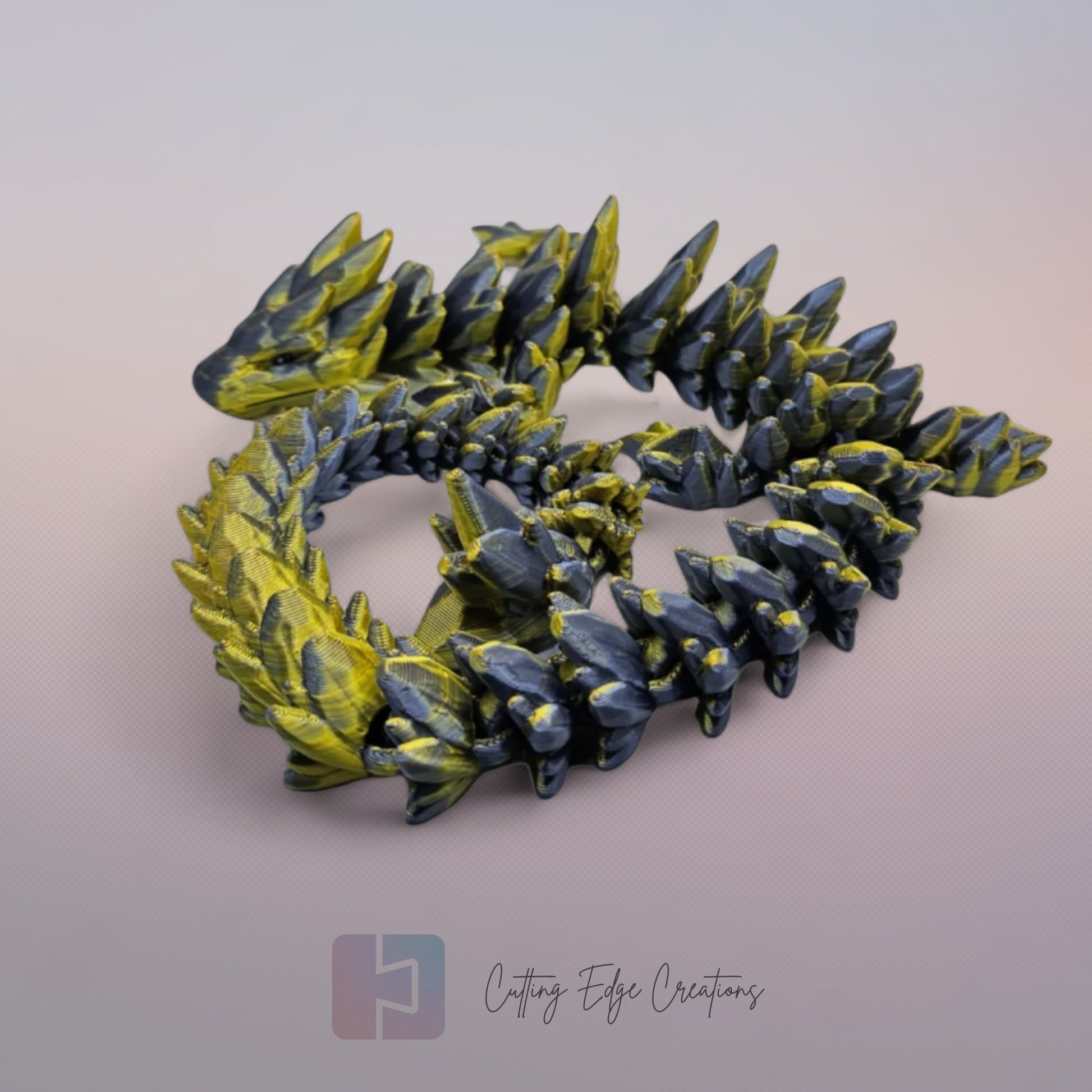 3D printed articulated Gemstone Dragon, flexible toy, handmade in the UK, desk fidget and gift.