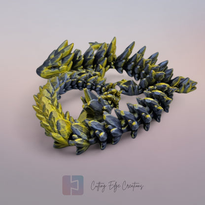 3D printed articulated Gemstone Dragon, flexible toy, handmade in the UK, desk fidget and gift.