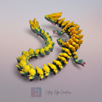 3D printed articulated Gemstone Dragon, flexible toy, handmade in the UK, desk fidget and gift.