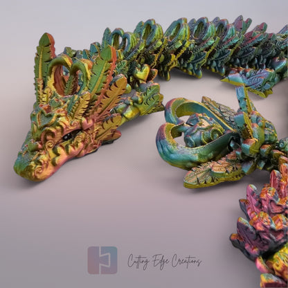 3D printed articulated Heart Dragon, flexible toy, handmade in the UK, desk fidget and gift.