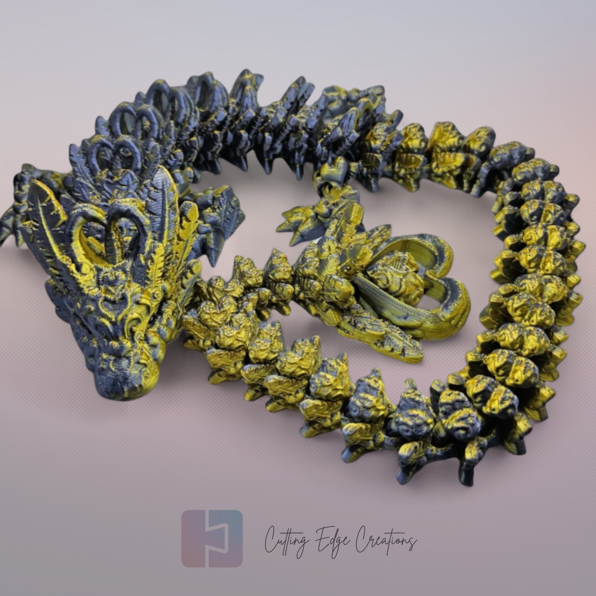 3D printed articulated Heart Dragon, flexible toy, handmade in the UK, desk fidget and gift.