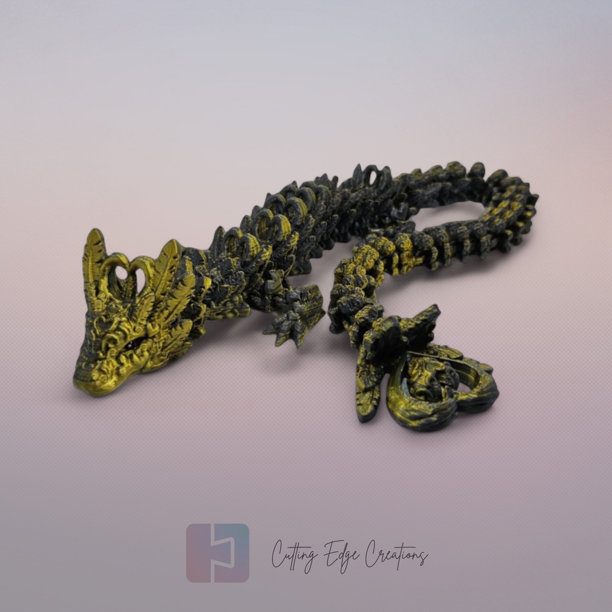 3D printed articulated Heart Dragon, flexible toy, handmade in the UK, desk fidget and gift.