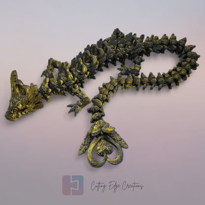 3D printed articulated Heart Dragon, flexible toy, handmade in the UK, desk fidget and gift.