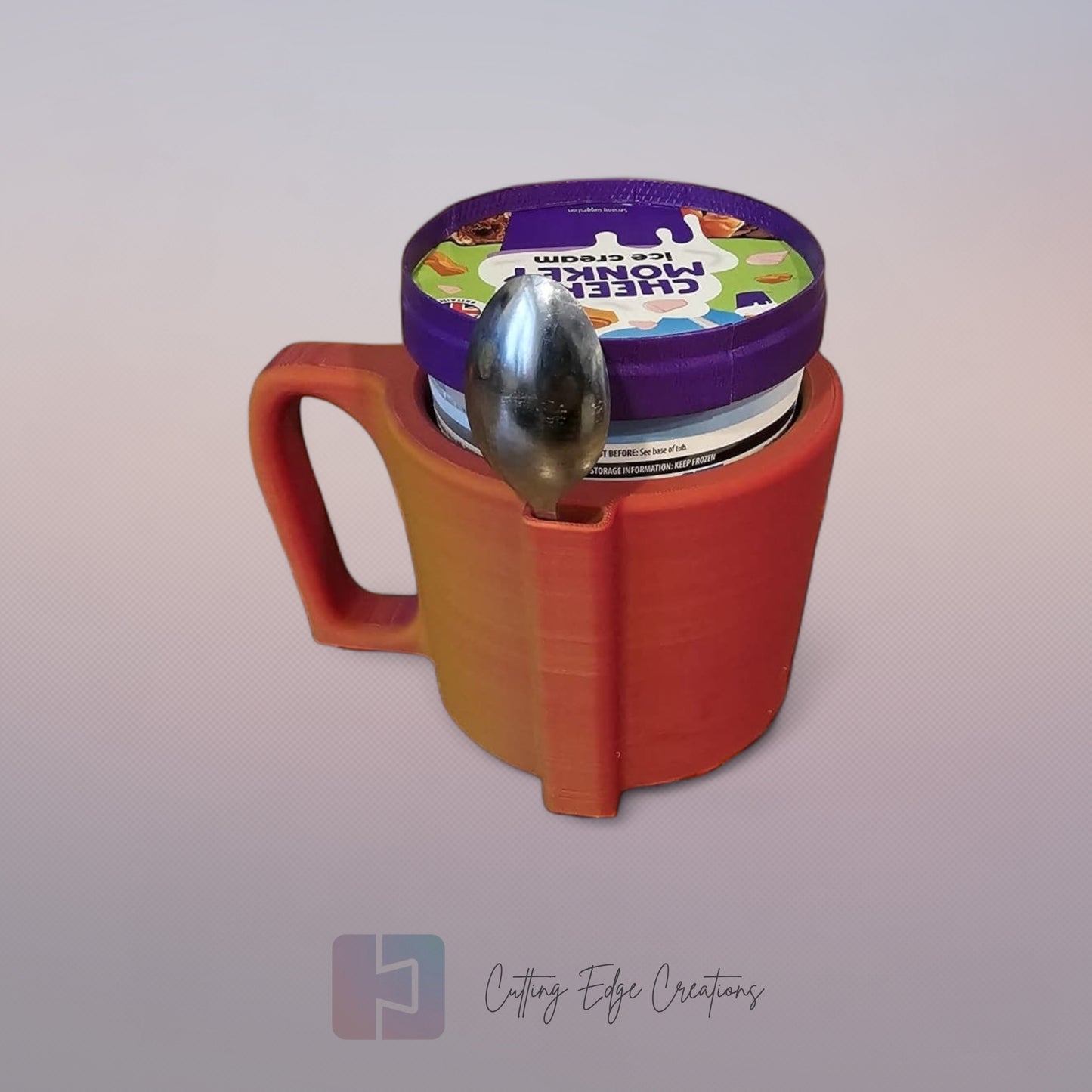 Ice Cream Mug – 3D Printed Tub Holder with Built-In Spoon Slot (UK Made)