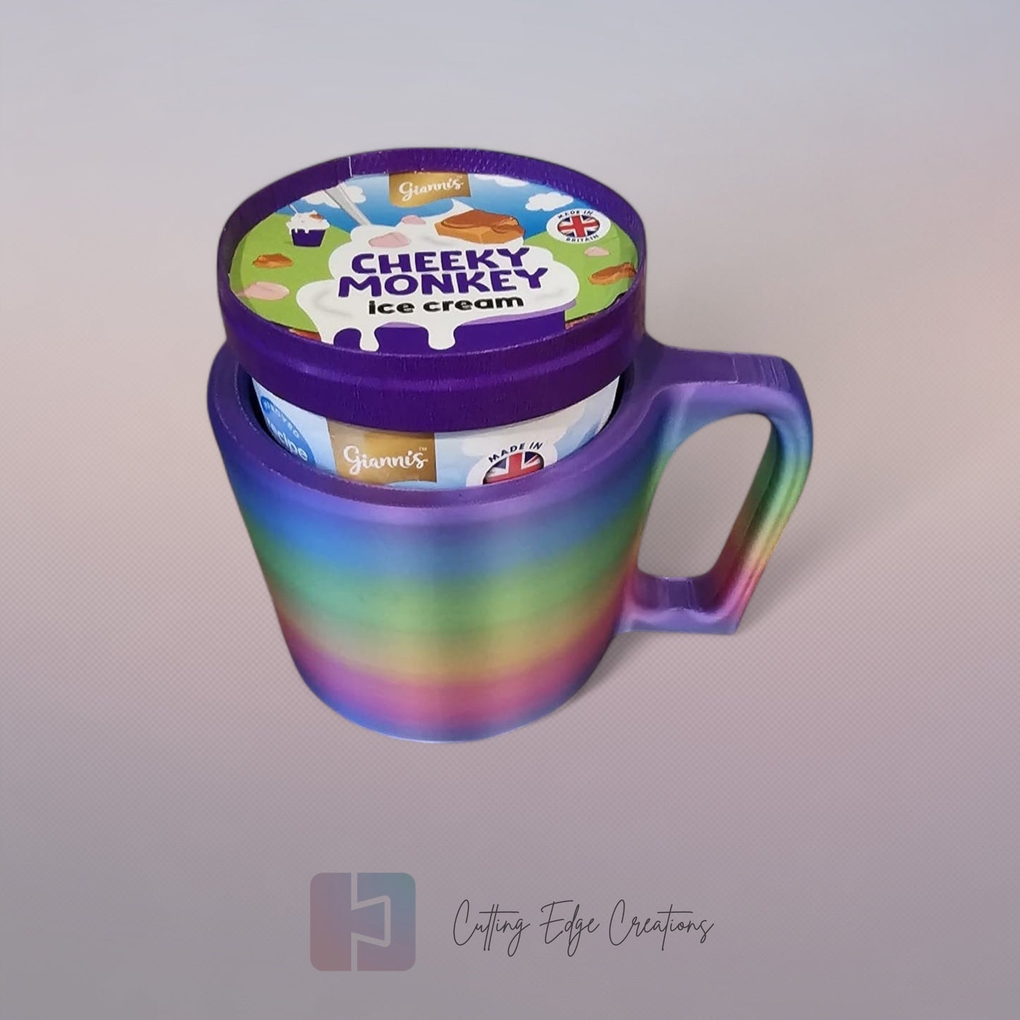 Ice Cream Mug – 3D Printed Tub Holder with Built-In Spoon Slot (UK Made)
