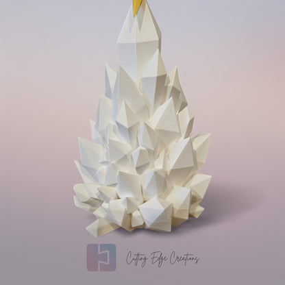 Crystal Glow Christmas Tree – Light-Up 3D Printed Holiday Decor with Gold Star Topper - Flickering LED (22cm)