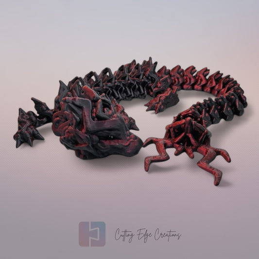 3D printed articulated Lightning Dragon, flexible toy, handmade in the UK, desk fidget and gift.