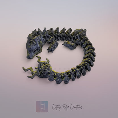 3D printed articulated Lightning Dragon, flexible toy, handmade in the UK, desk fidget and gift.