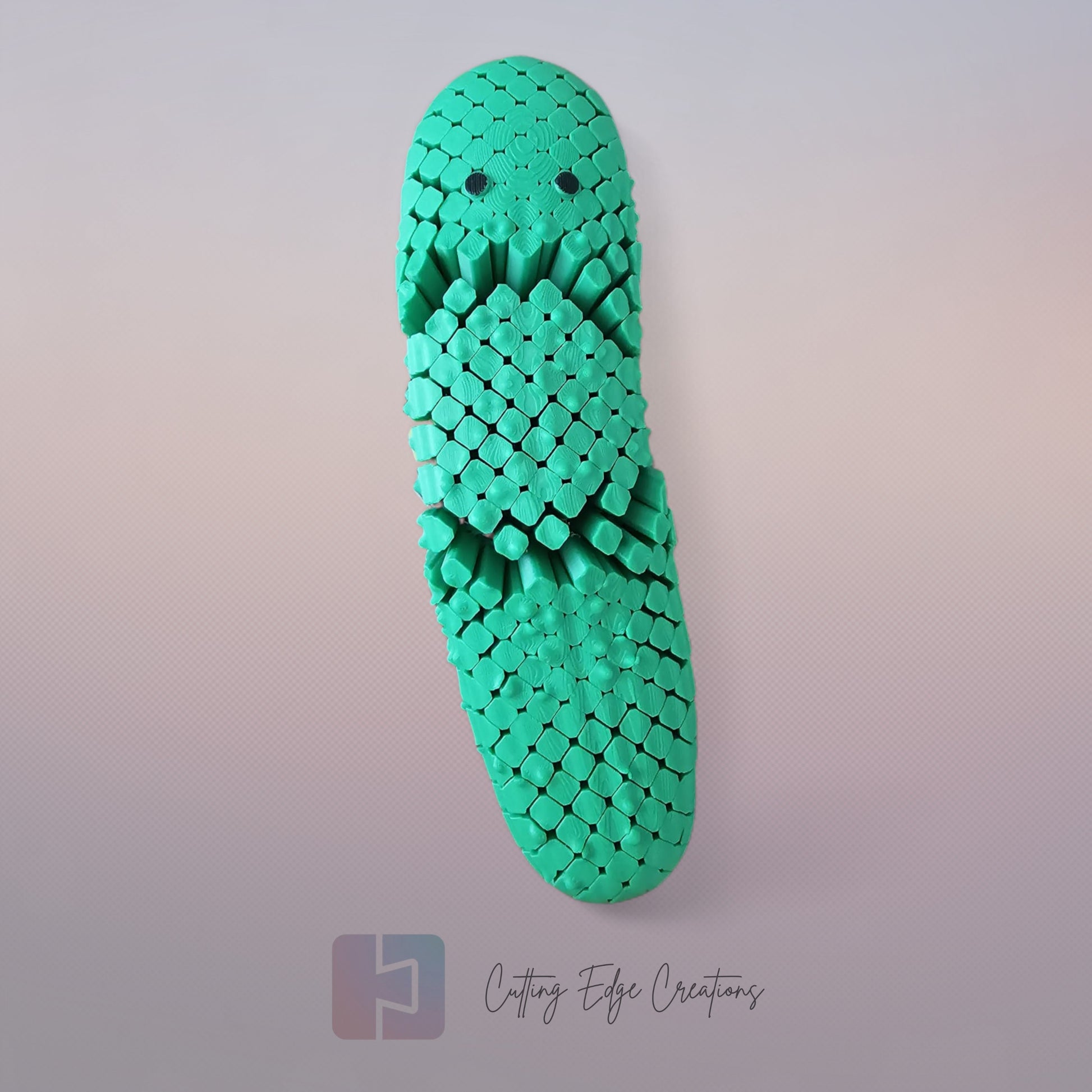 Oversized pickle-shaped stress relief toy, hyper flexi and bendable