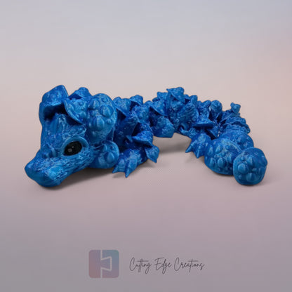 3D printed articulated Mushroom Dragon, flexible toy, handmade in the UK, desk fidget and gift.