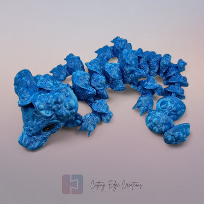 3D printed articulated Mushroom Dragon, flexible toy, handmade in the UK, desk fidget and gift.