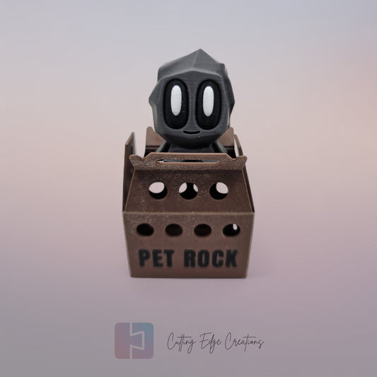 Pet Rock – Original, Crystal, Sandstone, Coal, Magma, & Fossil Variants (with Carrier)
