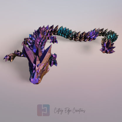 3D printed articulated Mega Dragon, flexible toy, handmade in the UK, desk fidget and gift.
