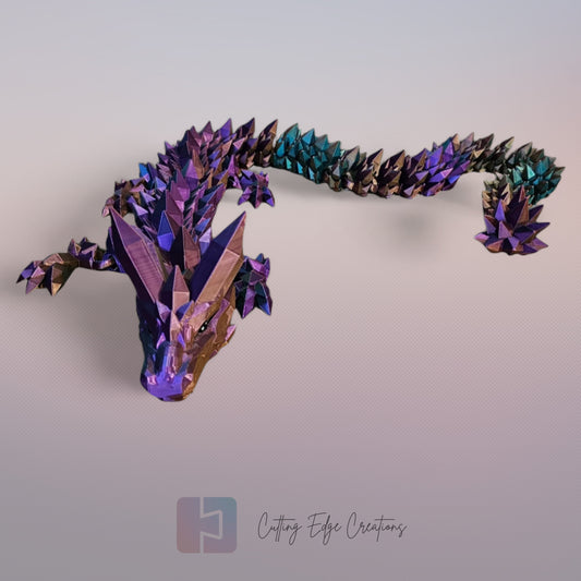 3D printed articulated Mega Dragon, flexible toy, handmade in the UK, desk fidget and gift.