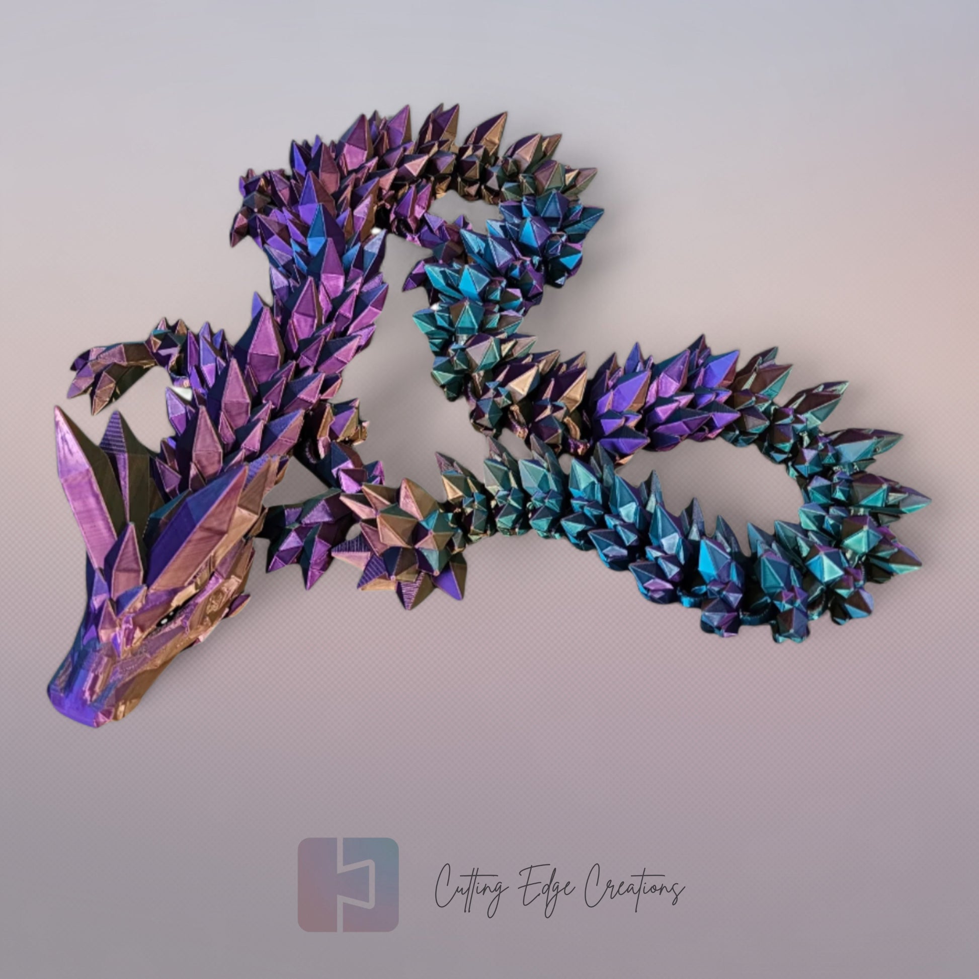 3D printed articulated Mega Dragon, flexible toy, handmade in the UK, desk fidget and gift.