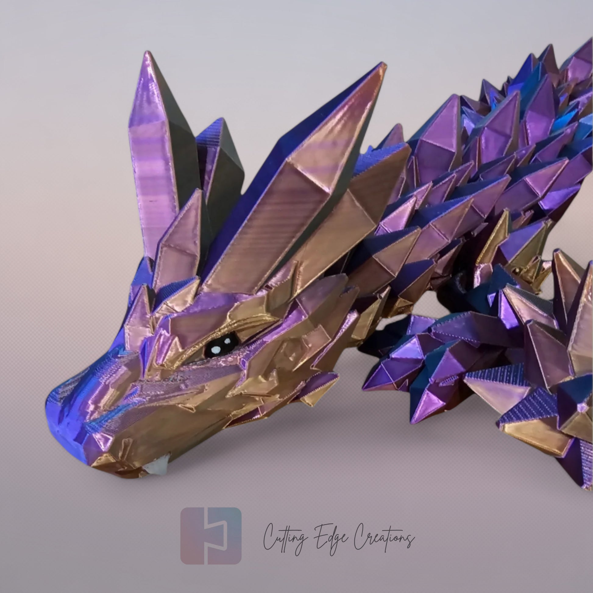 3D printed articulated Mega Dragon, flexible toy, handmade in the UK, desk fidget and gift.