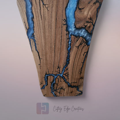The Electric Blue River – Walnut Serving Board (One-of-a-Kind)
