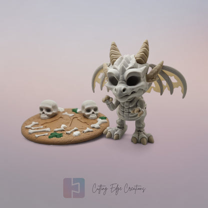 Skeleton Dragon: “3D-printed Skeleton Dragon figurine, articulated fidget toy with bone details, gothic Halloween decoration