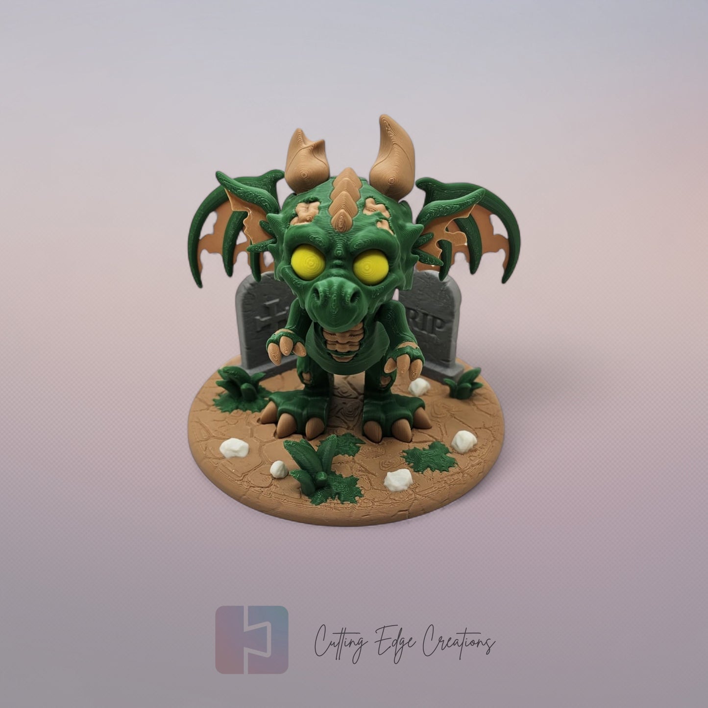 Zombie Dragon: “3D-printed Zombie Dragon, articulated collectible toy with creepy undead details, Halloween decoration