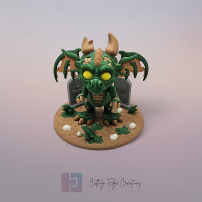 Zombie Dragon: “3D-printed Zombie Dragon, articulated collectible toy with creepy undead details, Halloween decoration