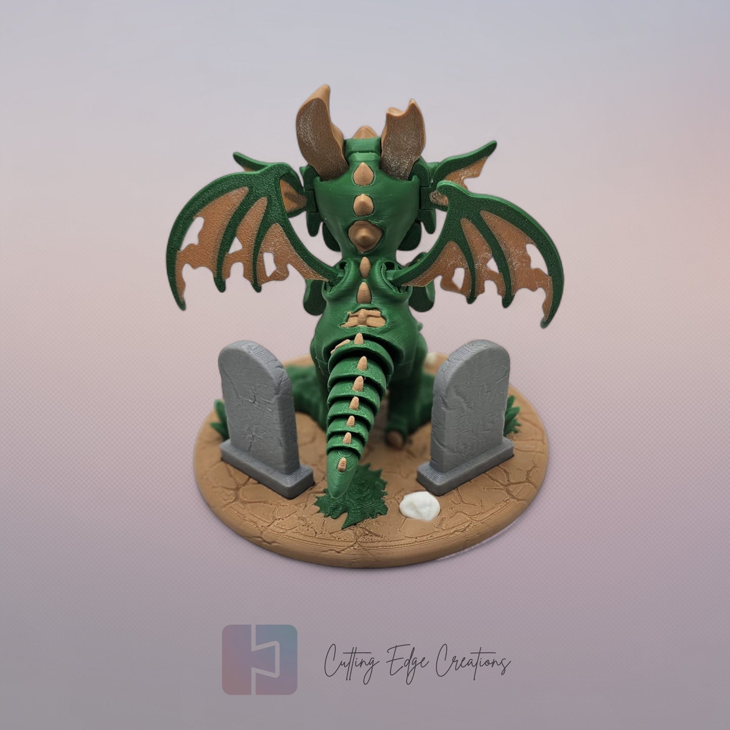 Zombie Dragon: “3D-printed Zombie Dragon, articulated collectible toy with creepy undead details, Halloween decoration