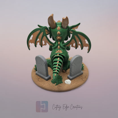 Zombie Dragon: “3D-printed Zombie Dragon, articulated collectible toy with creepy undead details, Halloween decoration