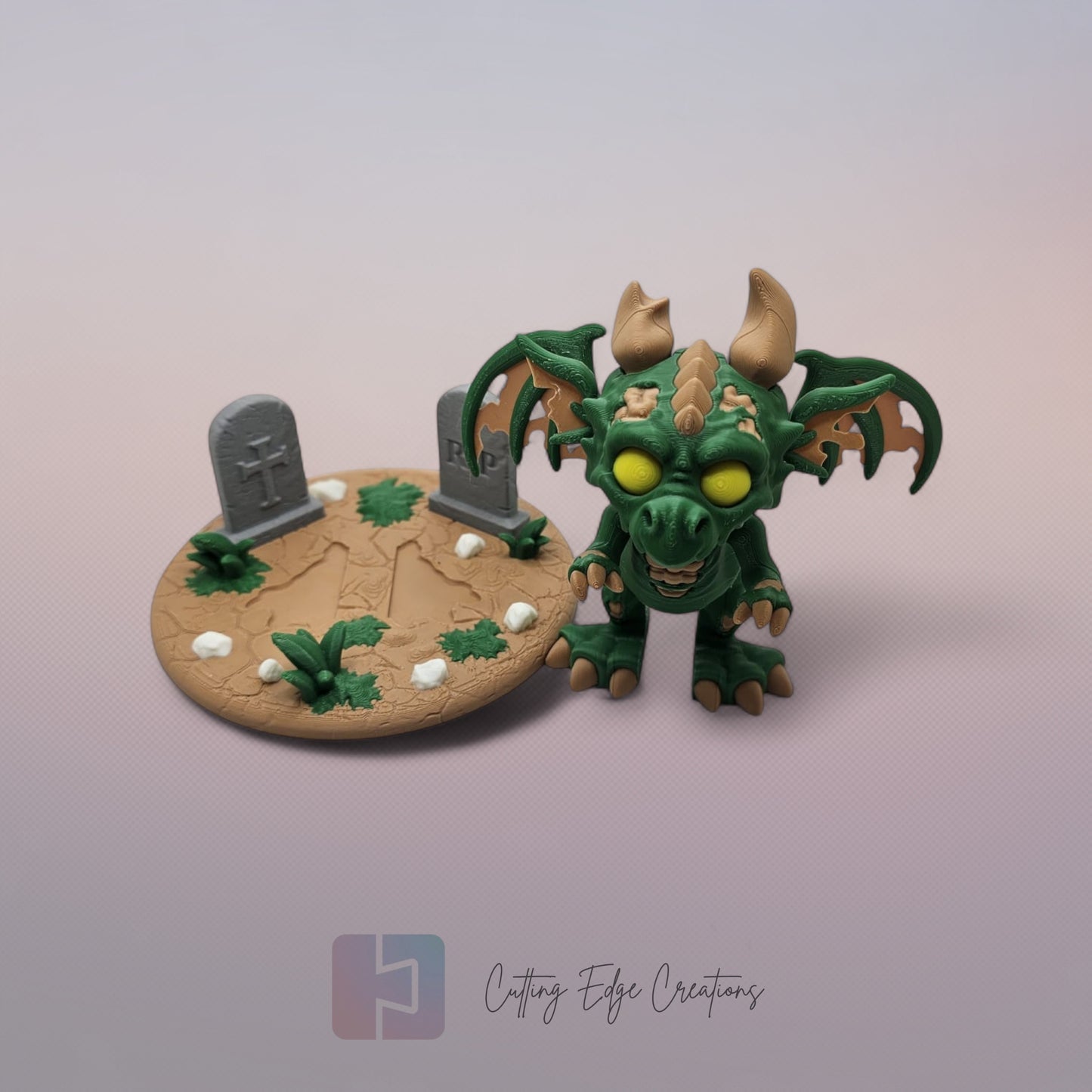 Zombie Dragon: “3D-printed Zombie Dragon, articulated collectible toy with creepy undead details, Halloween decoration