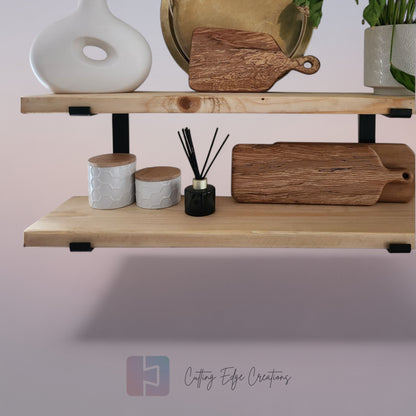 Rustic Scaffold Board Shelf with Brackets — Handmade from Reclaimed Timber