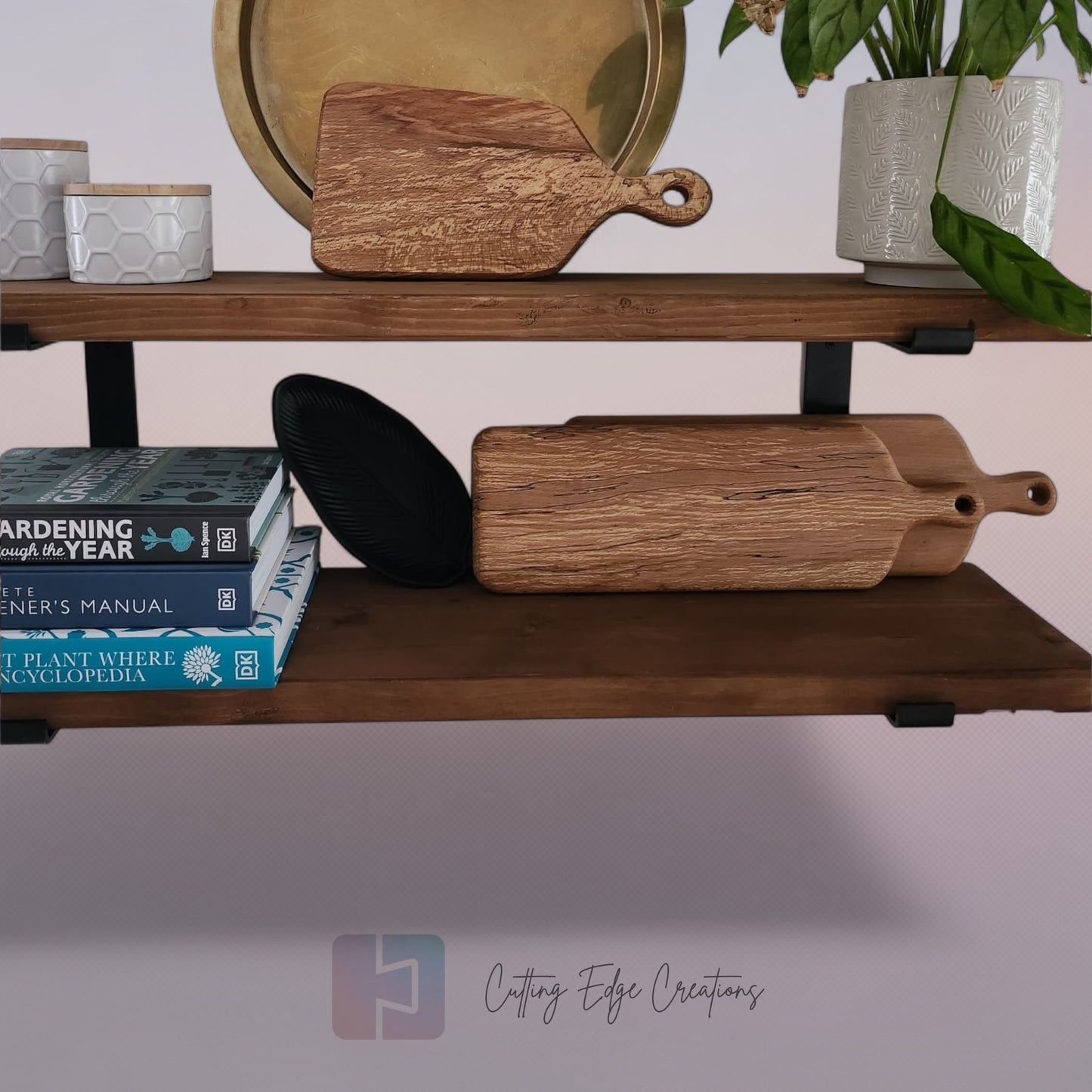 Rustic Scaffold Board Shelf with Brackets — Handmade from Reclaimed Timber