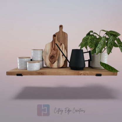 Rustic Scaffold Board Shelf with Brackets — Handmade from Reclaimed Timber