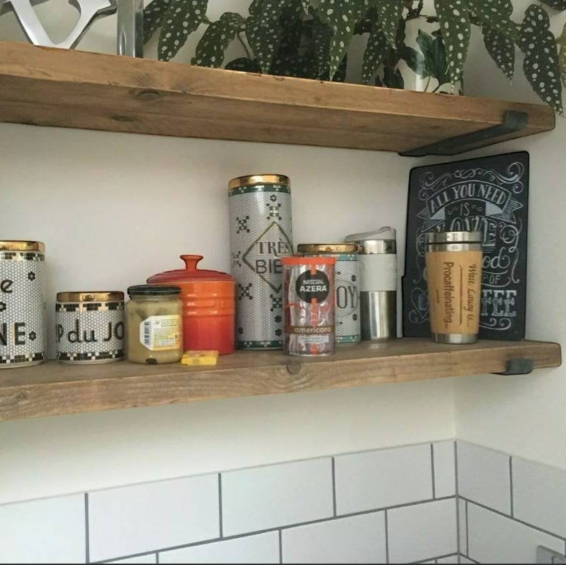 Stunning Rustic Shelf made from reclaimed Scaffold Board Includes Brackets Shelving, Bookshelf, Shelf