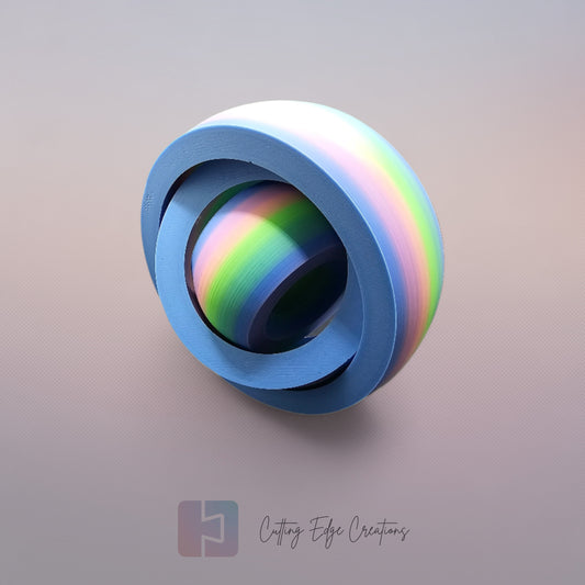 A 3D-printed Gyro Fidget Large toy with three interlocking rings