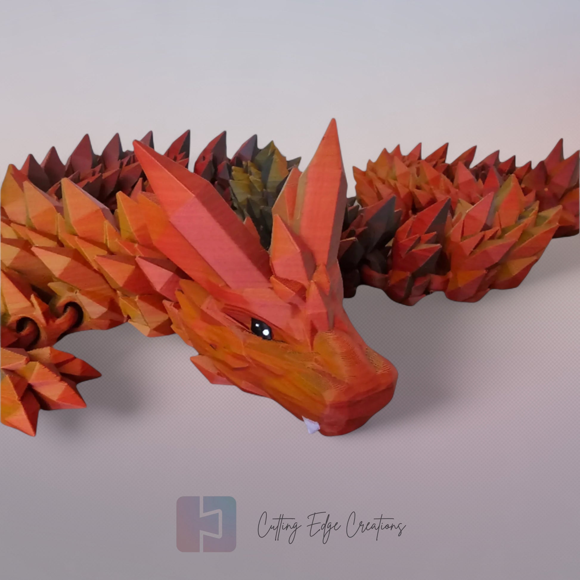 3D printed articulated Mega Dragon, flexible toy, handmade in the UK, desk fidget and gift.