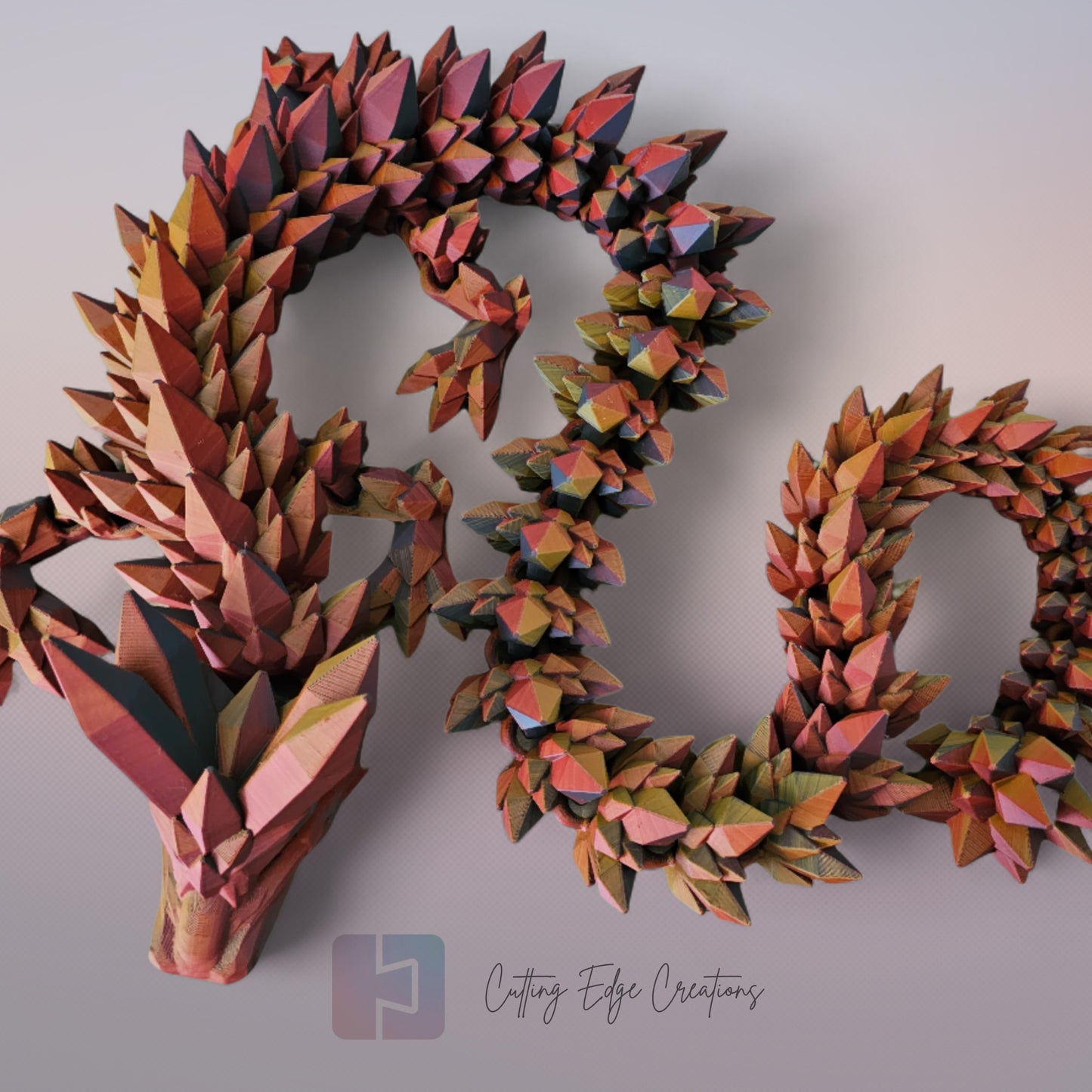 3D printed articulated Mega Dragon, flexible toy, handmade in the UK, desk fidget and gift.